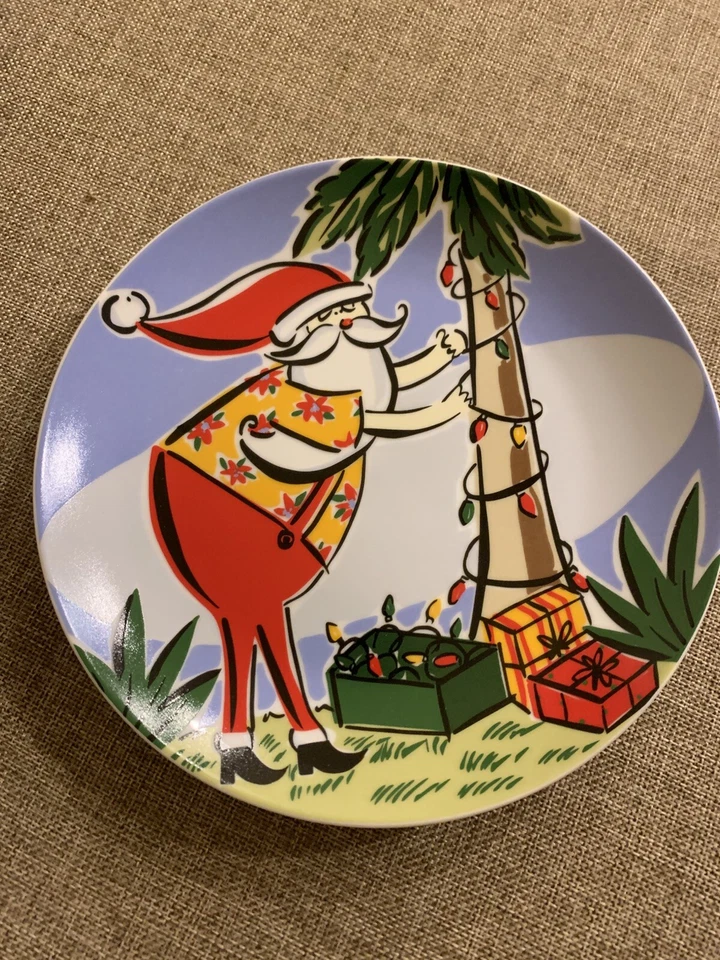 Juego de 4 platos de invitados aperitivo de pastoreo de charcutería tropical de Navidad de Santa Foto 3 de 4