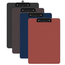4 Pack Colored Plastic Clipboards Letter Size Low Profile Clip 12.5x9 in