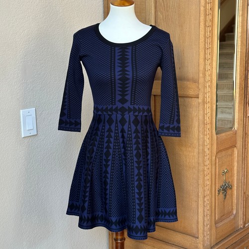Nina Leonard Geometric Fit & Flare Sweater Dress Small NWOT - Picture 3 of 9