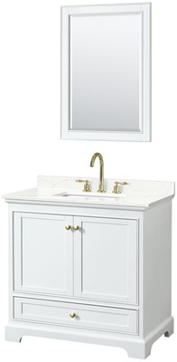 Wyndham Collection WCS202036S-QTZ-US3M24 Deborah 36'' - White / Giotto Quartz Top