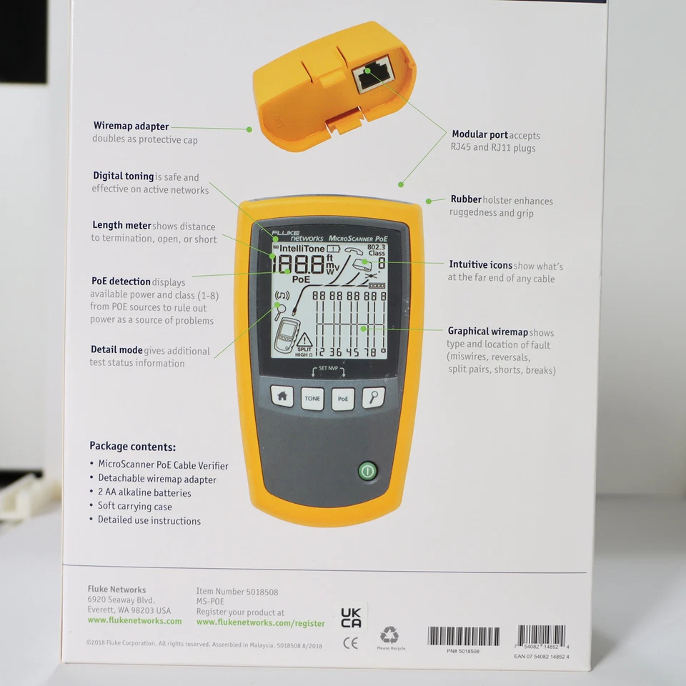 Fluke Networks 5018508 MS-POE Cable Tester Connector Type RJ45 - Image 2 of 4