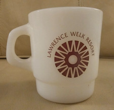 Vintage Lawrence Welk Resort Milk Glass Coffee Mug Cup Galaxy