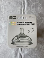 New Como tomo 2 Silicone Replacement Nipples Fast Flow 3 Hole 6 Months No BPA