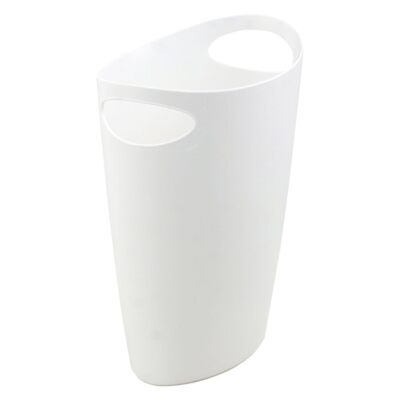 Superio Slim Bathroom Trash Can 2 Gallon White Plastic