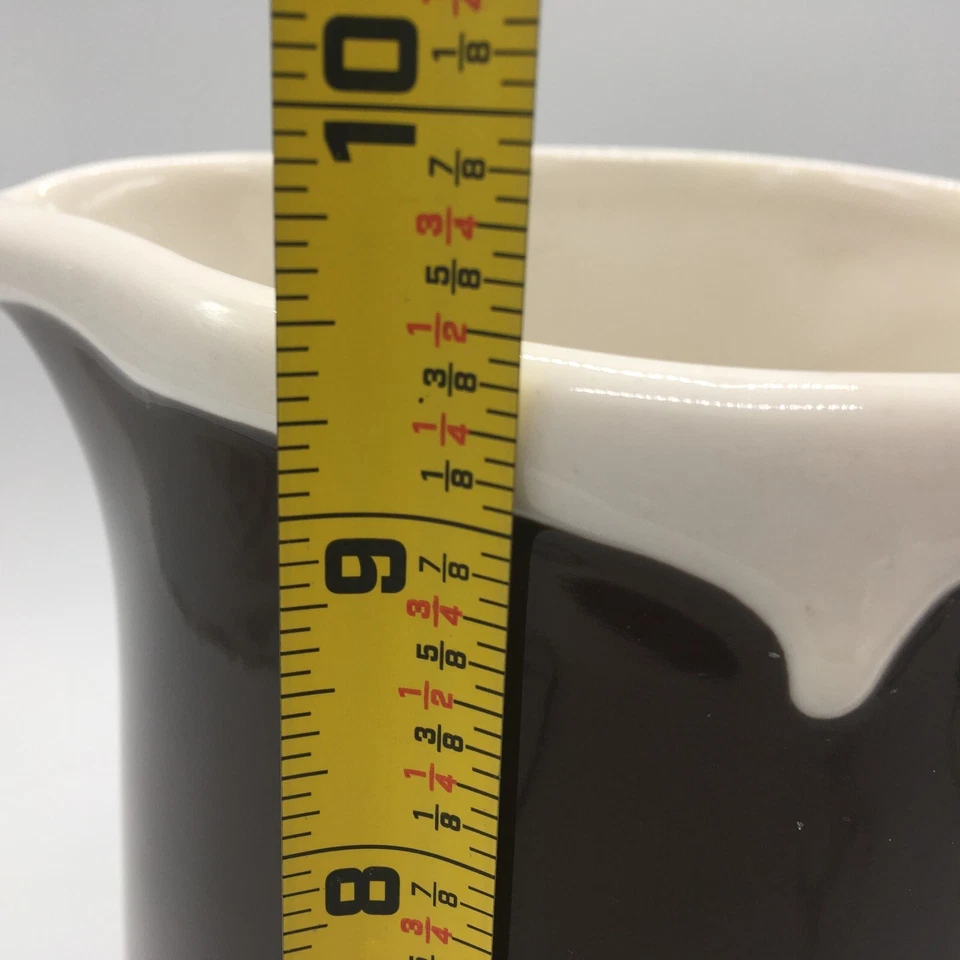 Olla POTTERY BARN CHOCOLATE tamaño completo jarra de 9,25" de alto borde marrón/blanco nueva sin etiquetas Foto 2 de 4