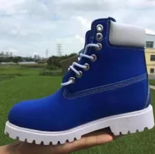 Mens Classic Leather Slip Waterproof Riding Shoes Lace Up Motorcycle Boots