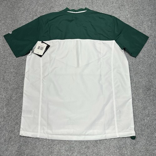 New Era Mens Shirt Size Small Green White Quater Zip Windbreaker Kangaroo Pocket - Picture 14 of 15