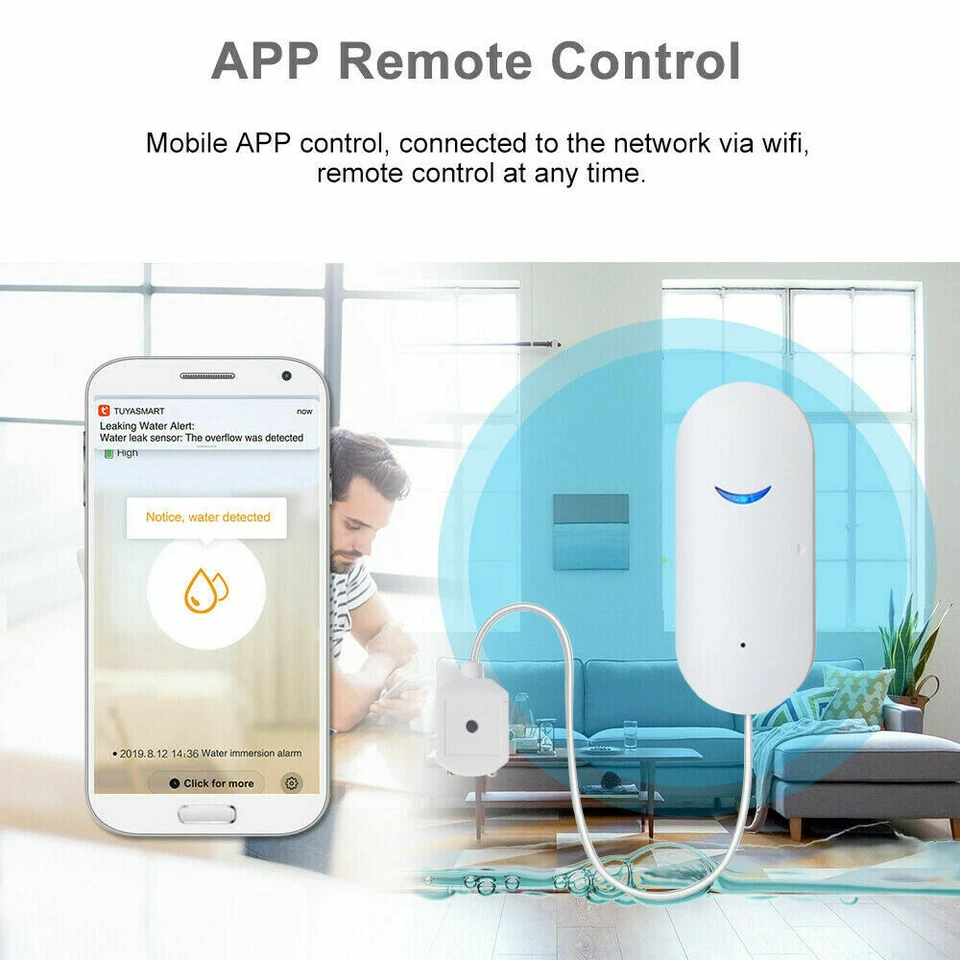 Smart Water Leak Sensor Detector APP Alarm WiFi Home Water Leak Detector - Image 4 of 4