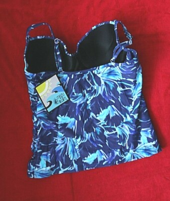 Mazu Underwire Tankini Top size 16 Navy Print with size 16 Jantzen