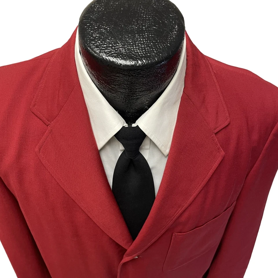 Vtg 50's BESPOKE Eastwood RED Sport Coat 3 Btn ROCKABILLY Jacket Wool Blazer 38 - Image 2 of 4