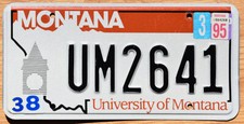 1995 University of Montana License Plate
