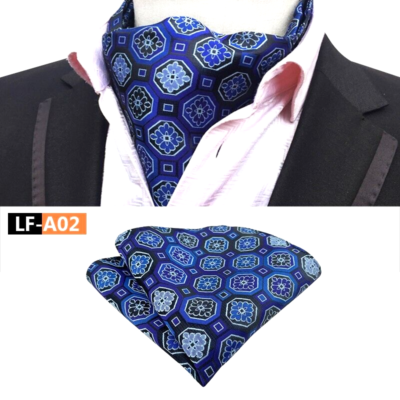 Classic Men's Ascot Cravat Tie Silk Polka Dot Black Black Scarf