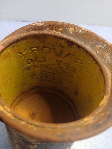 Ancien vase pichet vintage métal jaune savoureux 1 pt USA New Jersey New York City - Photo 7/9