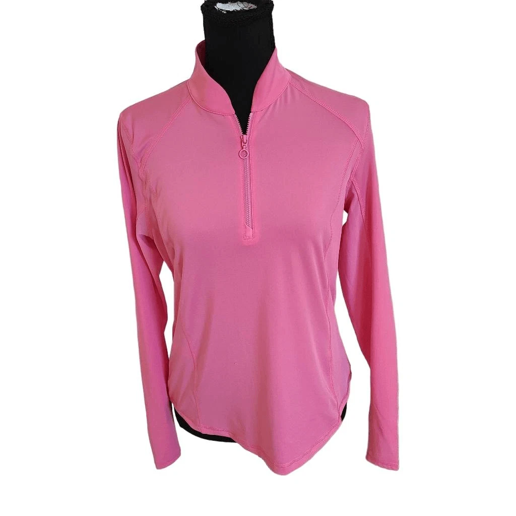 PGA Tour Womens Sun Protection Breathable Pink Under Sleeve Mesh Golf Shirt