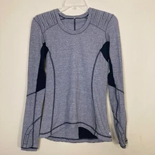 Lululemon Star Runner Womens 6 Black Gray Tonka Stripe Reflective Sleeve Accent