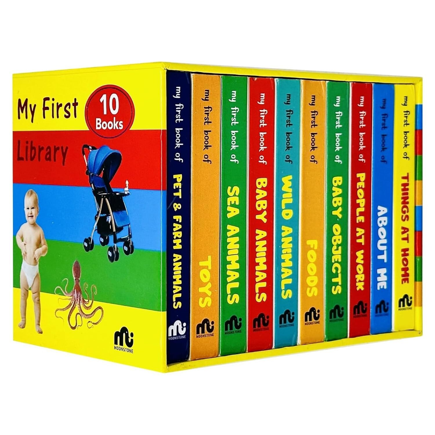 My First Library Box Set 2: 10 Board Books Collection Set Pet Farm Animals,Baby