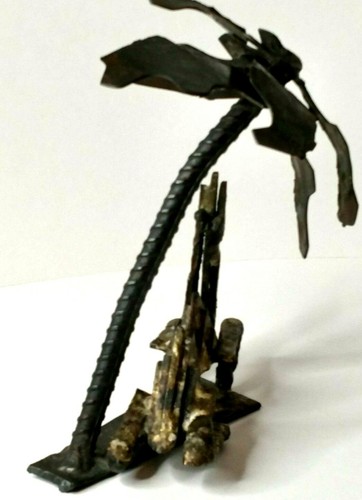 OOAK Hand Made Brutalist Kneeling Camel & Palm Tree Sculpture MCM Rustic - Bild 5 von 11