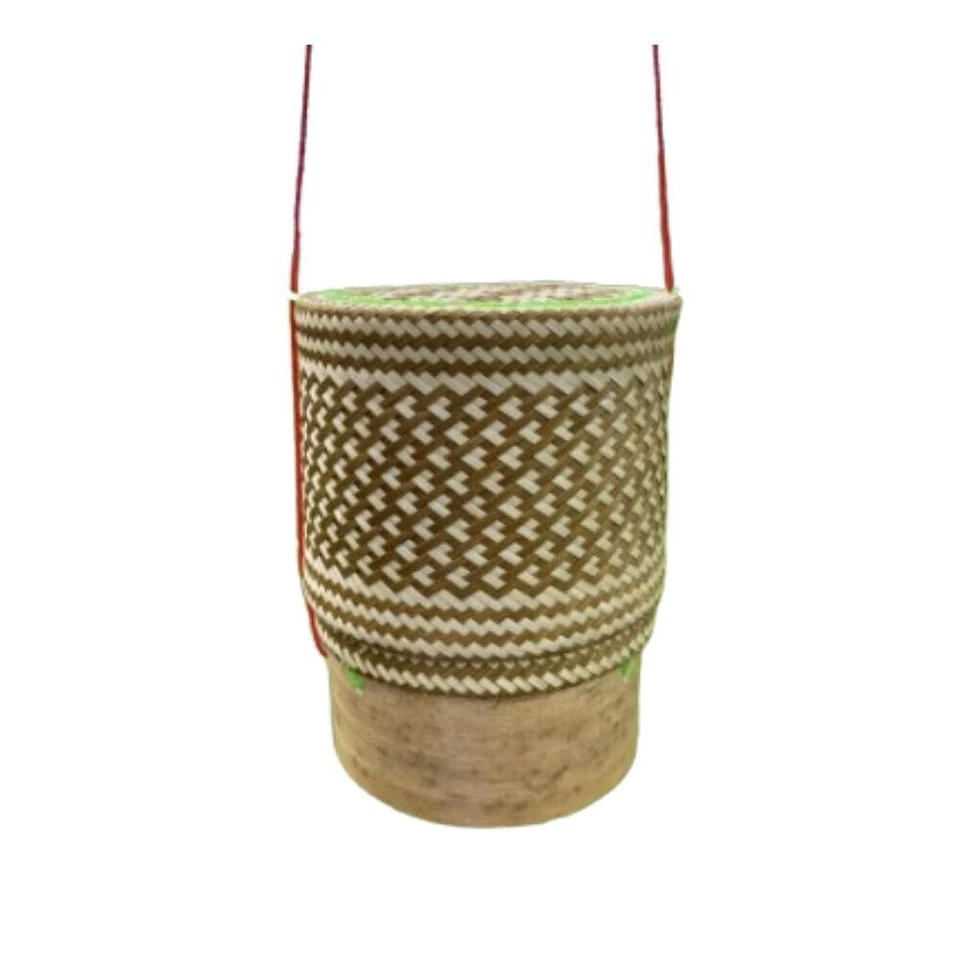 Thai bamboo round sticky rice kratip basketry work handmade assorted patterns x1 - Image 3 of 4