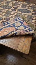 Southwestern Style Reversible Table Throw with Fringed Ends  58" x 90"