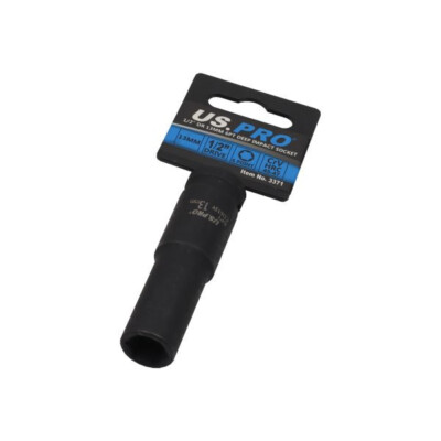 US PRO 1/2'' Drive 13mm Deep Impact Socket 6PT 78mm Metric Black Phosphate