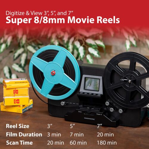 Super 8/8mm Film Scanner, Converts Film into Digital Video, Vibrant 2.3" Scre... - Foto 2 di 9