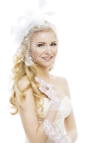 Kurze Spitzenhandschuhe für Damen Mädchen weiß Hochzeit Handschuhe für Braut - Bild 2 von 5