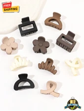 10pcs Multicolor Matte Hair Claw Clips Set for Bangs & Ponytails