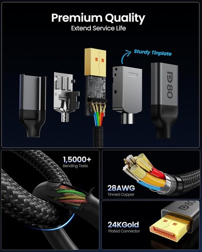 High-Speed 10FT DP 2.1 Cable - 16K@60Hz With Dynamic HDR and Audio Support - Picture 10 of 10