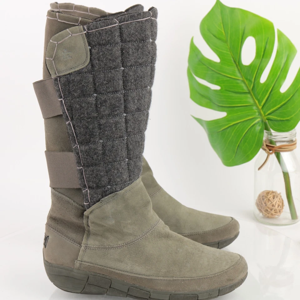 Cushe Women's QuiltTrip Boot Size 11 Tall Waterproof Pull On Gray Suede Quilted - Image 3 of 4