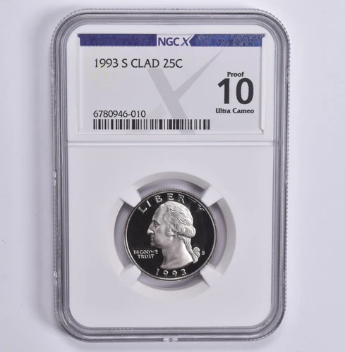 Proof 10 UCam 1993-S CLAD Washington Quarter NGC X NGCX