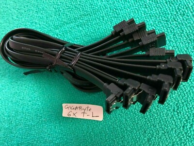 6 Pcs GIGABYTE  SATA 3.0 SATA3 SATAiii 6GB/s SATA Data Cable WITH LATCHES, 19''