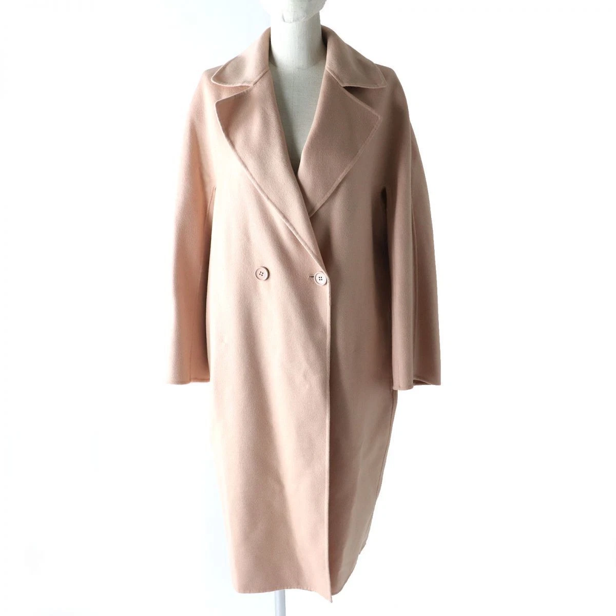 Max Mara Studio CUCITO A MANO Long Wool Coat Light Pink 42