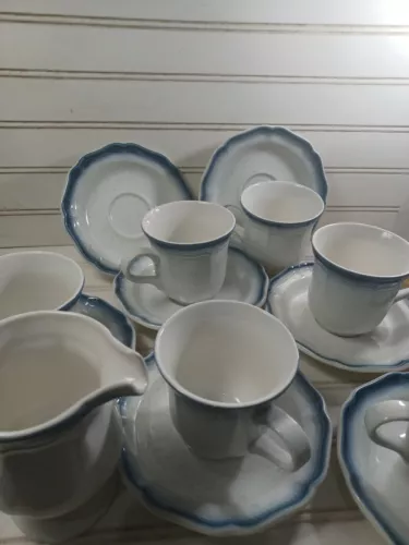  Vintage Mikasa COUNTRY CLUB  CA500 6 Tea 8oz Coffee 7 Sugar Creamer Cups Saucer