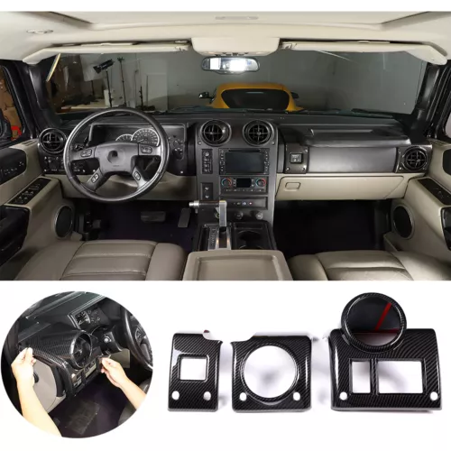 ABS Carbon Fiber Interior Center Console Trim Cover Set Fits Hummer H2 2003-2007 - Picture 2 of 30