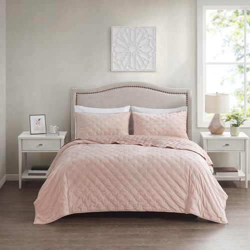 Bridge Steppdecke King Size In Blush – Baumwolle, Bestickt Mit Paisley-Muster, Mit Passgenauer Form & Gesäumten Ecken