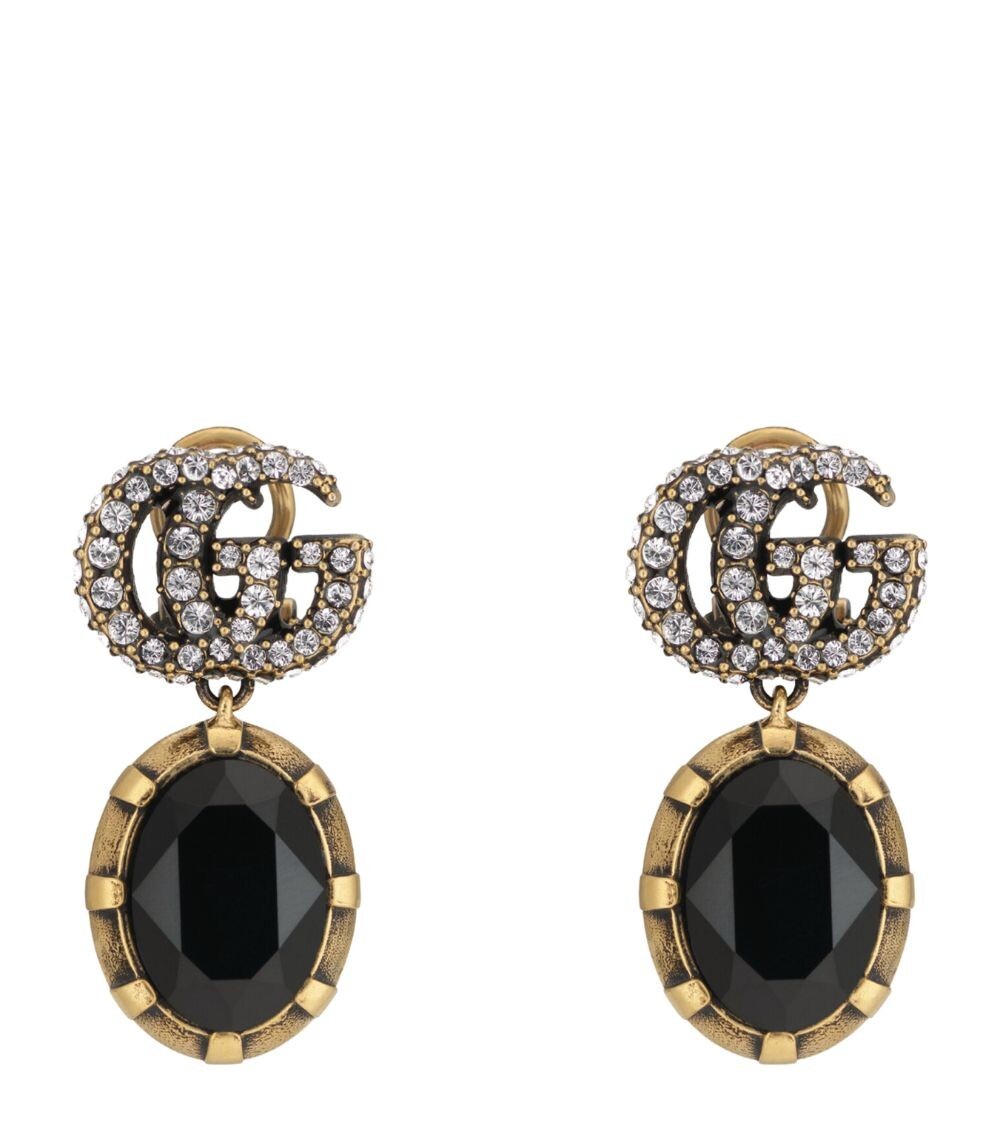 【GUCCI★グッチ】DOUBLE G EARRINGS Gucci Double G Earrings With Black Crystals | eBay