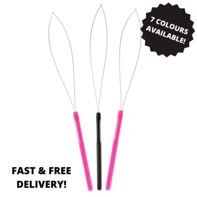 Hair Extension Wire Pulling Loop Hook Tool For Micro Beads or Nano Rings x 3 UK