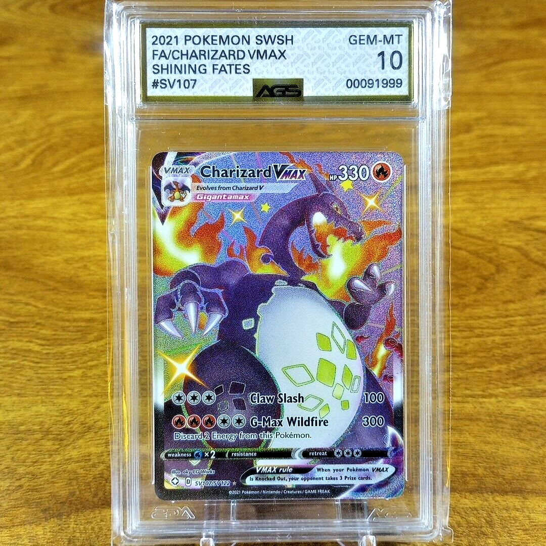 Pokemon Shining Fates Charizard VMAX SV107/SV122 AGS Gem-MT 10
