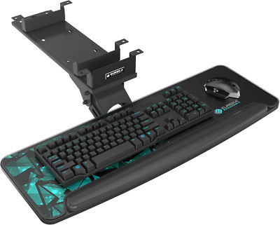 Height Adjustable Keyboard & Mouse Tray, 28x10'' Slide Out Under Desk Drawer