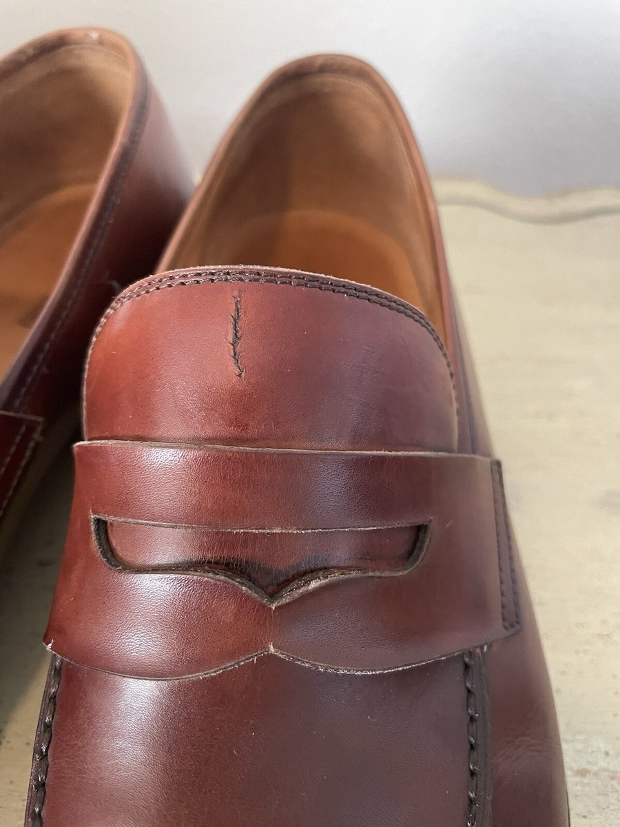 MAGNANNI Leather Almond Toe Penny Loafer in Cognac Brown Size 10 M