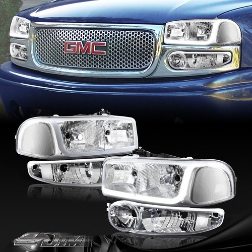 LED DRL Clear Chrome Headlights+Bumper Lamps Fit For 1999-2007 GMC Sierra/Yukon - Foto 12
