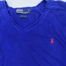 Polo Ralph Lauren Royal Blue Knit 100 Cotton Sweater Mens Large Pony Logo