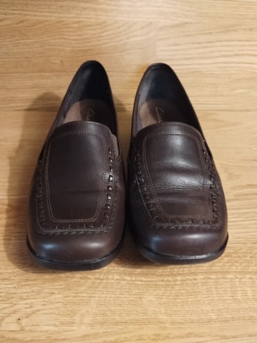 Clarks 73023 Women's Brown Leather Slip On Loafer Shoes Size 7 M Pre Owned - Picture 6 of 11