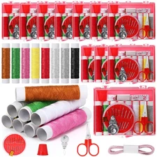 12 Pack Small Sewing Kit Bulk Emergency Sewing Kit Mini Storage Box with Thre...