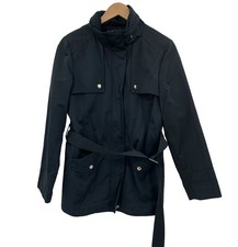 Michael Kors Hooded Belted Trench Coat Navy Blue Womens S Classic Outerwear Coat
