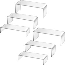 6-Pack Clear Acrylic Display Risers, 3 Sizes 7"/8"/9" , Thick Transparent Stand