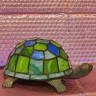 Vintage Tiffany Lamp Style Stained Glass Turtle Tortoise Light Works Metal Base