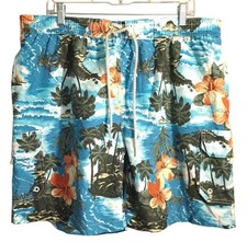 Caribbean Joe Men's Swim Trunks XL/EG Brief Bathing Tropical Palm Trees Pockets
