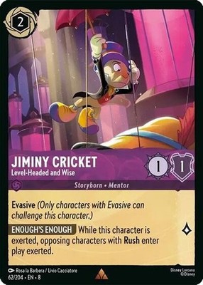 Disney Lorcana TCG Reign of Jafar Jiminy Cricket Level-Headed and Wise 62/204