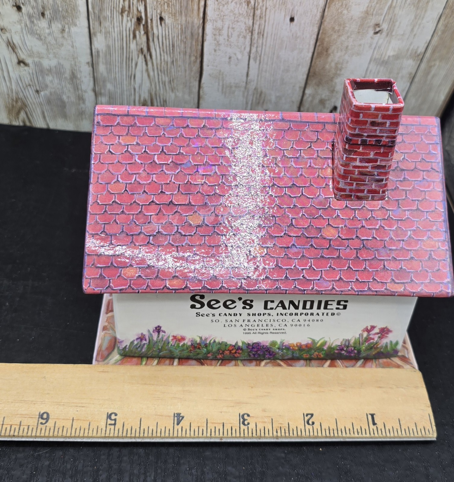 Vintage See's Candies Cardboard Store Shop Cottage House Candy Empty Box